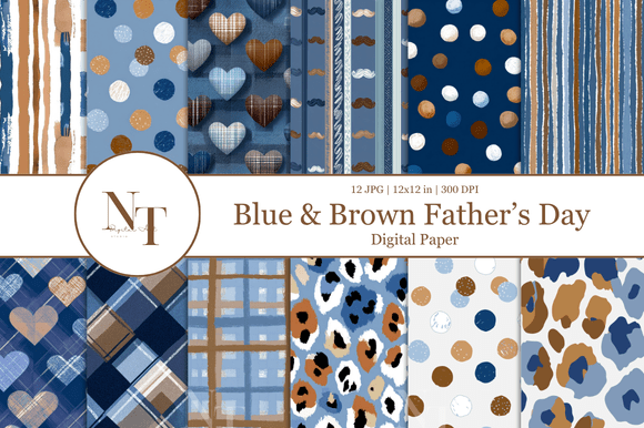 Blue Brown Father’s Day Digital Paper: A Stylish Solution for Modern Creators
