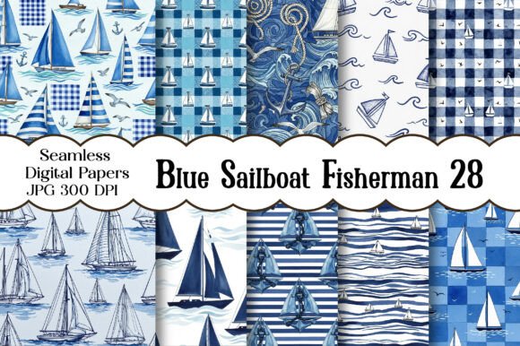 Blue Sailboat Fisherman Pattern