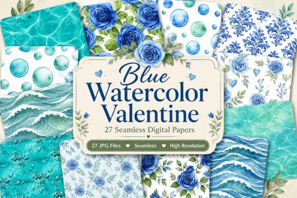 Blue Watercolor Valentine Digital: A Modern Expression of Love