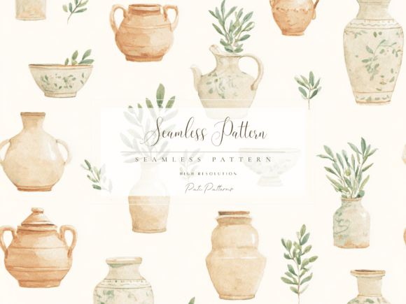 Ceramic Pottery Seamless Pattern PNG