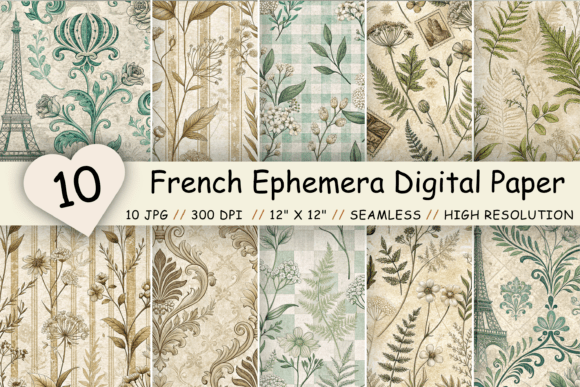 French Ephemera Digital Paper Pack: A Creative Resource for Designers and Crafters