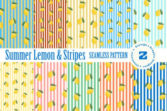 Lemon Stripes Pattern Collection: A Vibrant Addition to Your Digital Design Toolkit