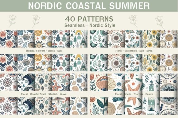 Nordic Coastal Summer Digital Paper Pack: A Creative Resource for Scandinavian-Inspired Projects