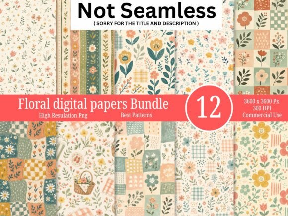 Pastel Floral Digital Paper Bundle Cut