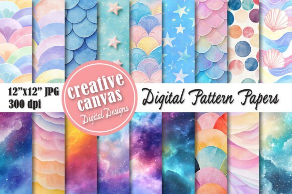 Pastel Galaxy Mermaid Digital Paper