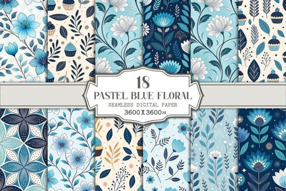 Pastel Lue Floral Seamless Pattern Bundle: A Versatile Design Resource