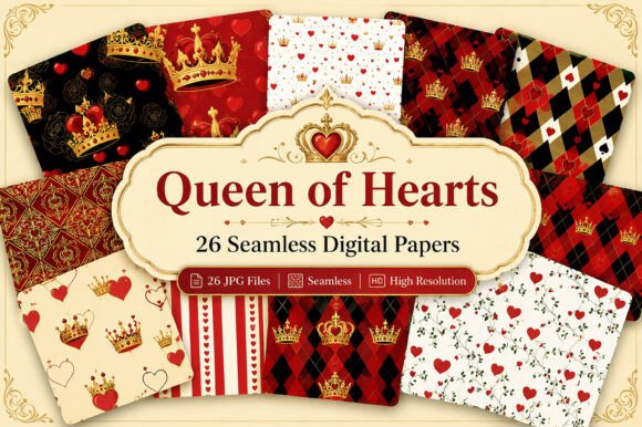 Queen of Hearts Seamless Digital Bundle