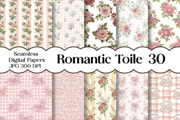 Romantic Toile Digital Paper Pack