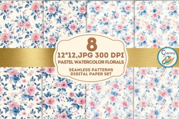 Seamless Paper Pastel Watercolor Floral