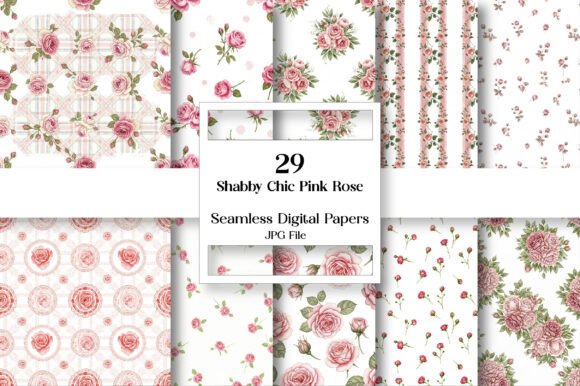 Shabby Chic Pink Rose Digital Paper