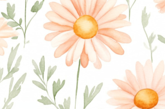 Soft Daisy Watercolor Floral Pattern