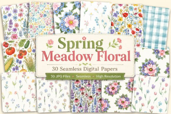 Spring Meadow Floral Seamless Paper: A Natural Touch for Creative Projects