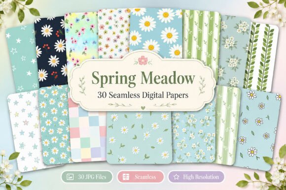 Spring Pastel Seamless Watercolor Bundle: A Tranquil Addition to Your Creative Projects