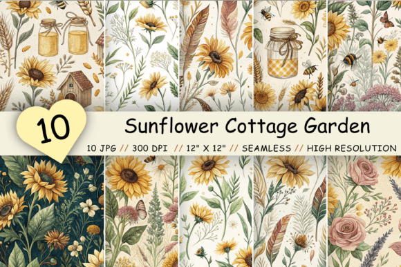 Sunflower Cottage Garden Digital Paper: A Creative Resource for Every Project