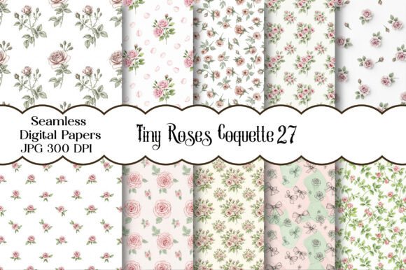Tiny Roses Coquette Digital Paper: A Touch of Vintage Elegance for Modern Creators
