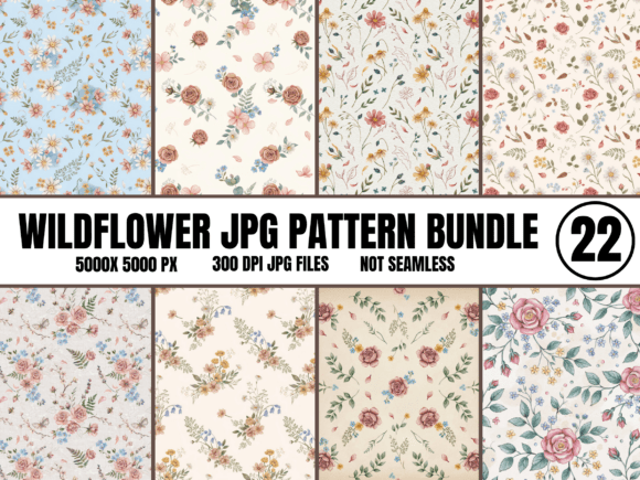 Wildflower Floral Digital Paper Bundle: Elevate Your Creative Projects with Vintage Botanical Elegance