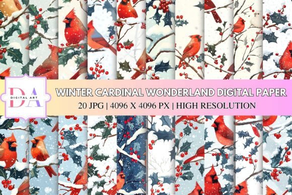 Winter Cardinal Wonderland Digital Paper: A Seasonal Design Essential